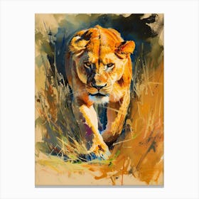 Southwest African Lioness On The Prowl Fauvist Painting 1 Canvas Print