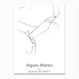 Aigues Mortes,France Minimalist Map Canvas Print