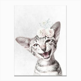 Kitten with Flowers Canvas Print