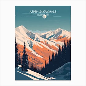 Poster Of Aspen Snowmass   Colorado, Usa, Ski Resort Illustration 2 Canvas Print