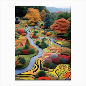 Garden Of Cosmic Speculation, United Kingdom In Autumn Fall Illustration 1 Canvas Print