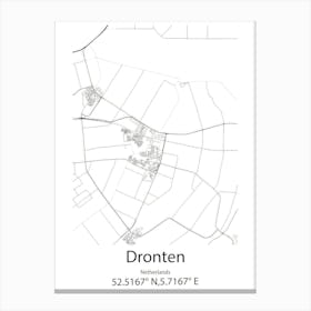 Dronten,Netherlands Minimalist Map Canvas Print