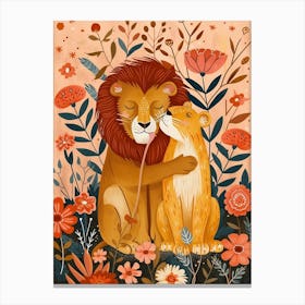 African Lion Rituals Illustration 1 Canvas Print
