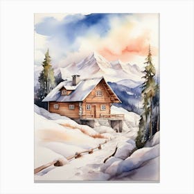 Home With Snow Moutain Canvas Print