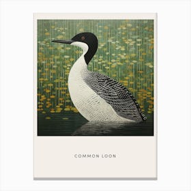 Ohara Koson Inspired Bird Painting Common Loon 1 Poster Canvas Print