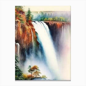 Victoria Falls Of The North, Canada Water Colour  (2) Canvas Print