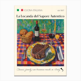 La Locanda Del Sapore Autentico Trattoria Italian Poster Food Kitchen Canvas Print