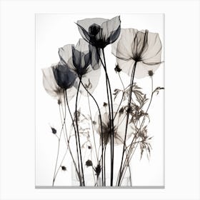 Flowers In A Vase Black White Canvas Print