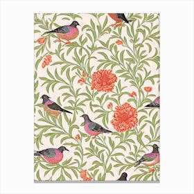 Pigeon William Morris Style Bird Canvas Print