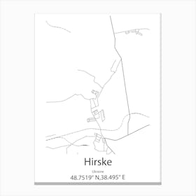 Hirske,Ukraine Minimalist Map Canvas Print