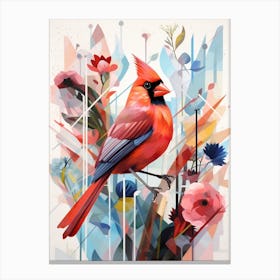 Bird Painting Collage Northern Cardinal 3 Canvas Print