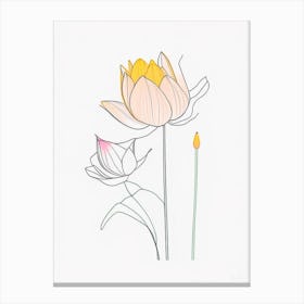 Lotus Flower Bouquet Minimal Line Drawing 3 Canvas Print