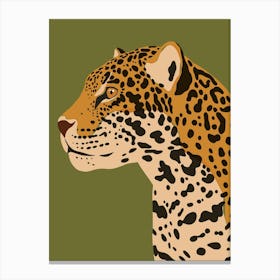 Jungle Safari Jaguar on Green Canvas Print
