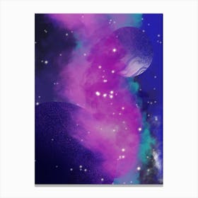 Luminescent space #4 - space neon art, nebula Canvas Print