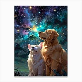 Two Dogs Looking At The Stars 6 Canvas Print