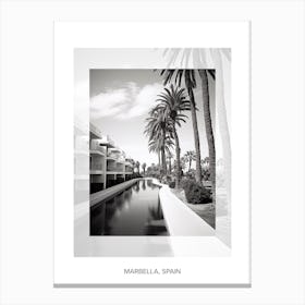 Poster Of Marbella, Spain, Black And White Old Photo 3 Canvas Print