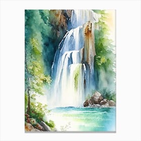 Skradinski Buk Waterfall, Croatia Water Colour  (2) Canvas Print