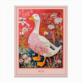 Floral Animal Painting Duck 2 Poster Canvas Print