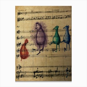 Birds On Music Sheet Canvas Print