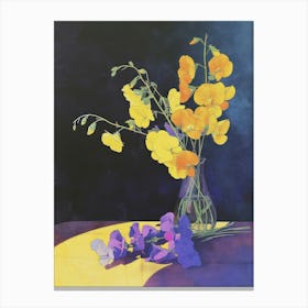 Sweet Pea Flowers On A Table   Contemporary Illustration 4 Canvas Print
