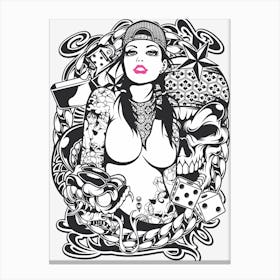 Gangster Woman Monochrome Canvas Print