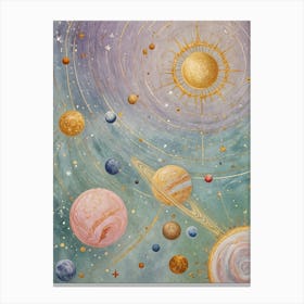 Pastel Rainbow Solar System Toile