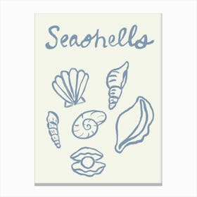 Seashell Doodles, Seashell Line Art, Minimalism Seashell Design 6 Canvas Print