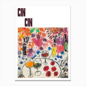 Cin Cin Poster Wine With Friends Matisse Style 4 Canvas Print
