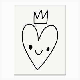 Heart With Crown Illustration Canvas Print