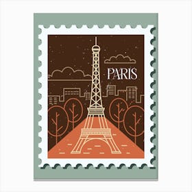 Paris Eiffel Tower Retro Postage Travel Stamp Canvas Print