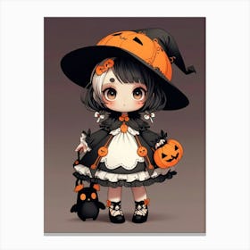 Cute Halloween Girl Canvas Print