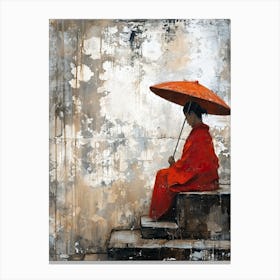 Monk With Umbrella, Japan Canvas Print
