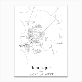 Tenosique,Mexico Minimalist Map Toile