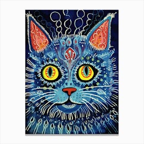 Louis Wain Blue Gothic Kaleidoscope Cat 4 Canvas Print