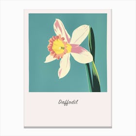 Daffodil 2 Square Flower Illustration Poster Canvas Print