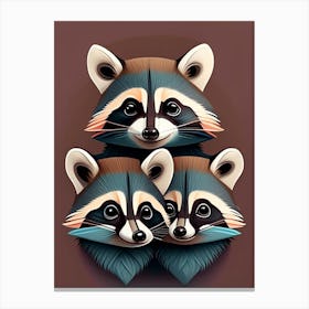 Raccoon Family Digital 2 Canvas Print