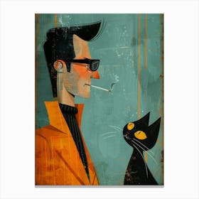 Man And A Cat 1 Canvas Print