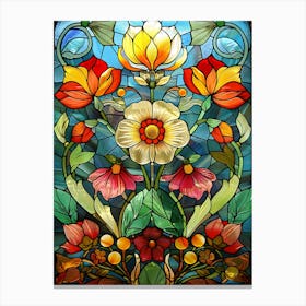 Colorful Stained Glass Flowers 26 Canvas Print