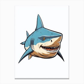 A Bull Shark In A Vintage Cartoon Style 2 Canvas Print