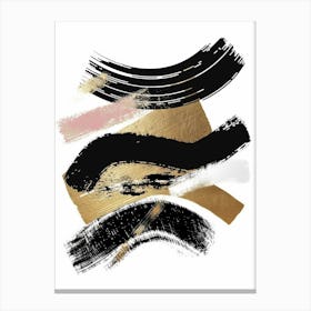 Black And Gold Brushstrokes 9 Canvas Print