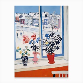 The Windowsill Of Reykjavik   Iceland Snow Inspired By Matisse 2 Canvas Print