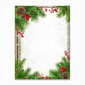 Decorative Frame Green Plank Colourful Red Berry Holiday Traditional Season Branch Celebra (25) Canvas Print