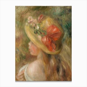 Young Girl With Hat, Pierre Auguste Renoir Canvas Print