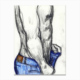 Taking His Jeans Off Canvas Print