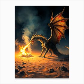 Dragon Spit Fire in Desert Canvas Print