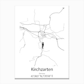 Kirchzarten,Germany Minimalist Map Canvas Print