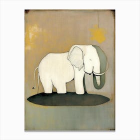 Elephant And Lotus Symbol Abstract Painting Canvas Print