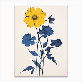 Blue Botanical Black Eyed Susan 3 Canvas Print