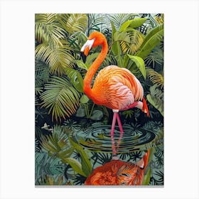 Greater Flamingo Yucatn Peninsula Mexico Tropical Illustration 2 Canvas Print