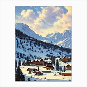 Lech Zürs, Austria Ski Resort Vintage Landscape 2 Skiing Poster Canvas Print
